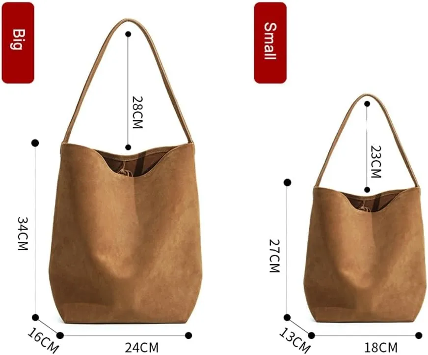 Genuine Leather Bucket Shoulder Bags for Women Ladies Large Tote Purse Handbags Soft Suede Working Satchel