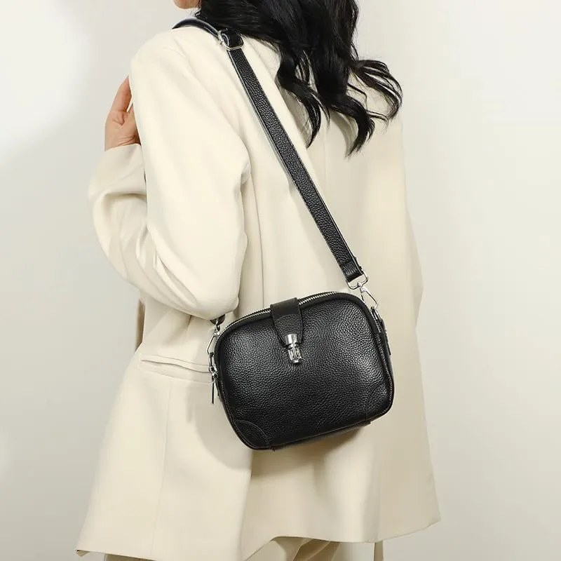 Genuine Leather Crossbody Bag for Women Little Shoulder Bag Purse with Adjustable Strap