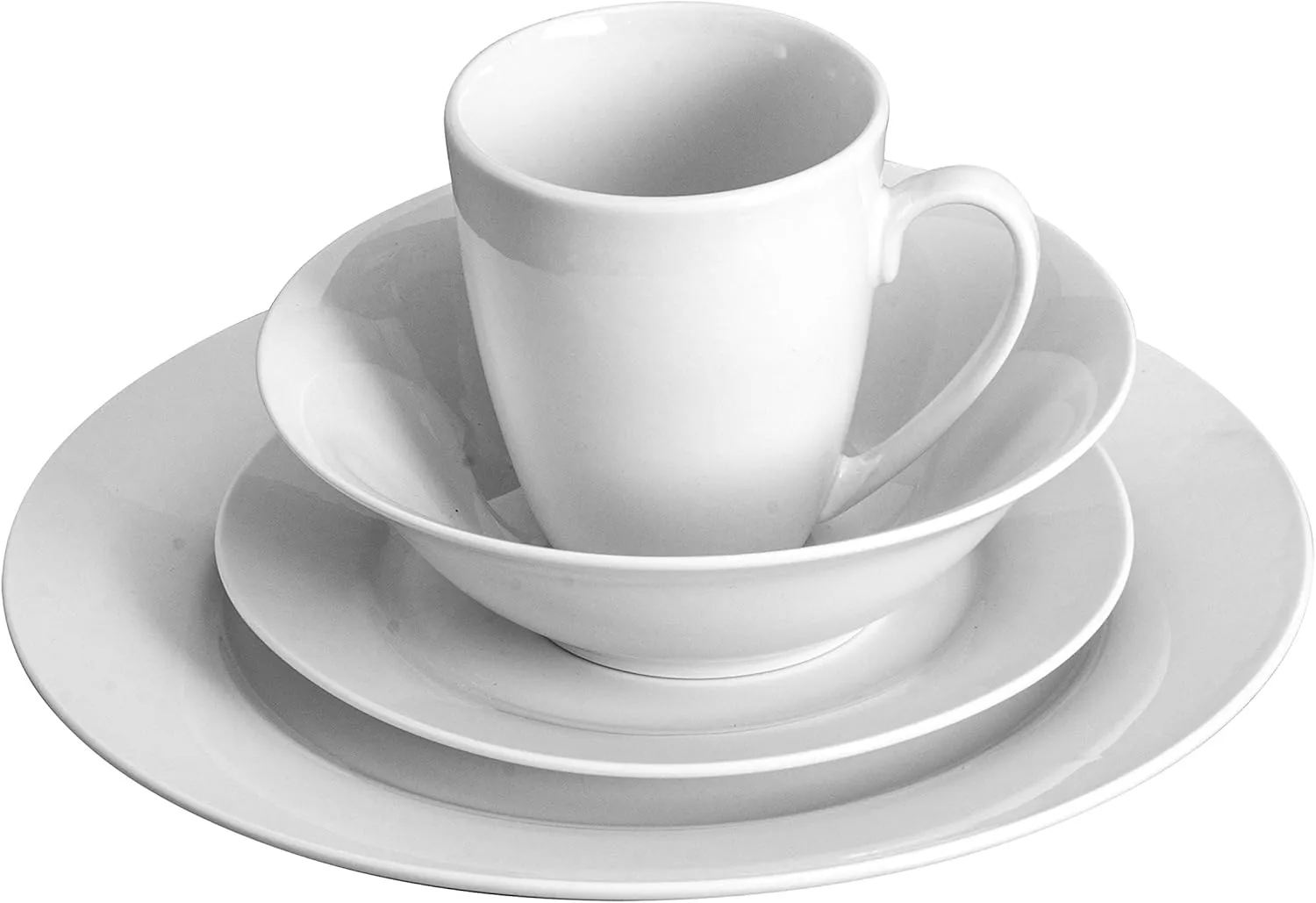 Gibson Home Amelia Court Porcelain Chip and Scratch Resistant Dinnerware Set, Service for 4 (16pcs), White (Round)
