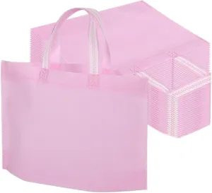 Gift Bags with handles bulk, Medium Size Party Favor Bags for Kids Birthday Wedding (12.7"x3.1"x9.8", Pink)