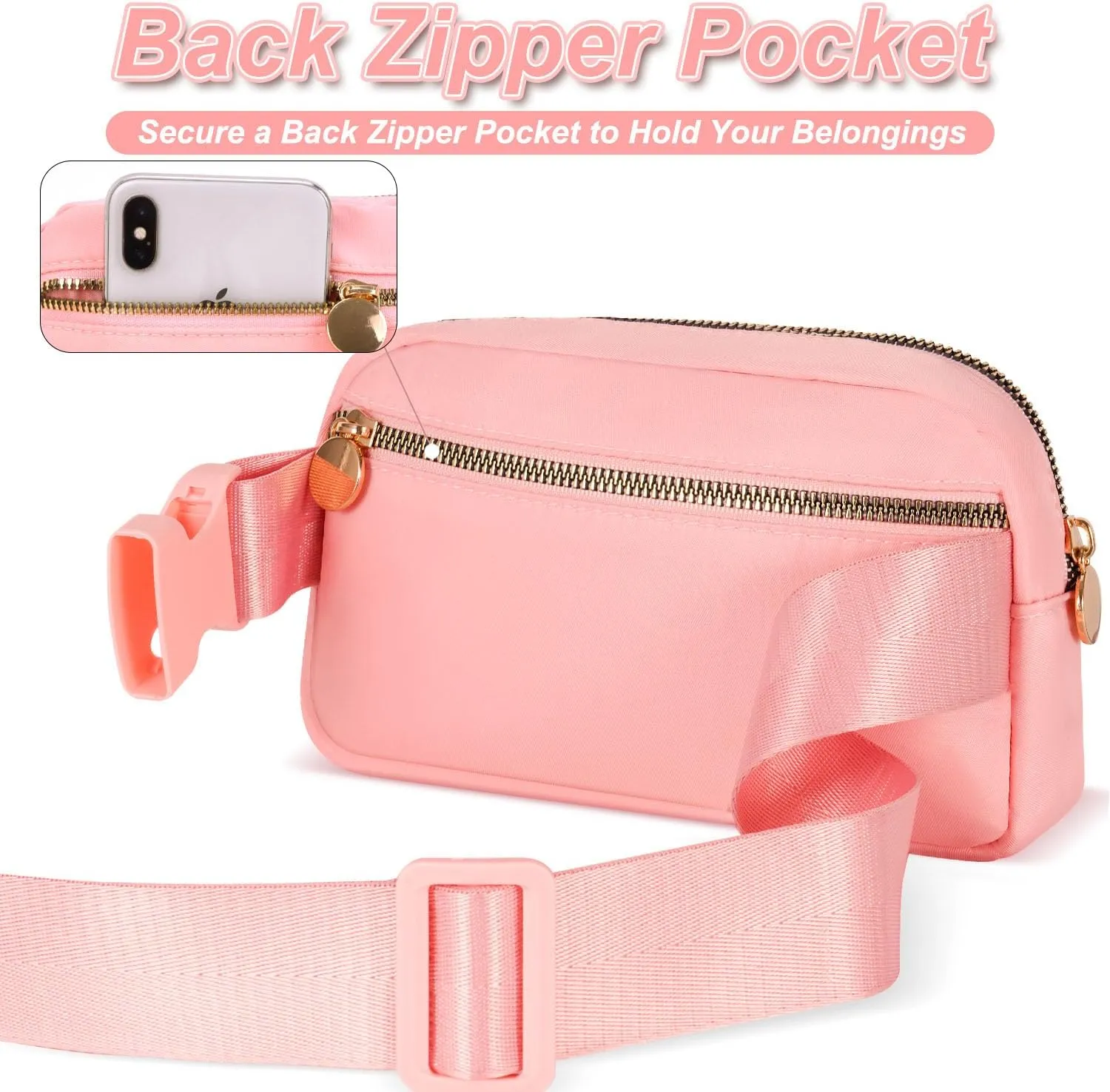 Gifts for Mom - Birthday Gift Idea, Belt Bag Crossbody Fanny Pack - White M, Peach