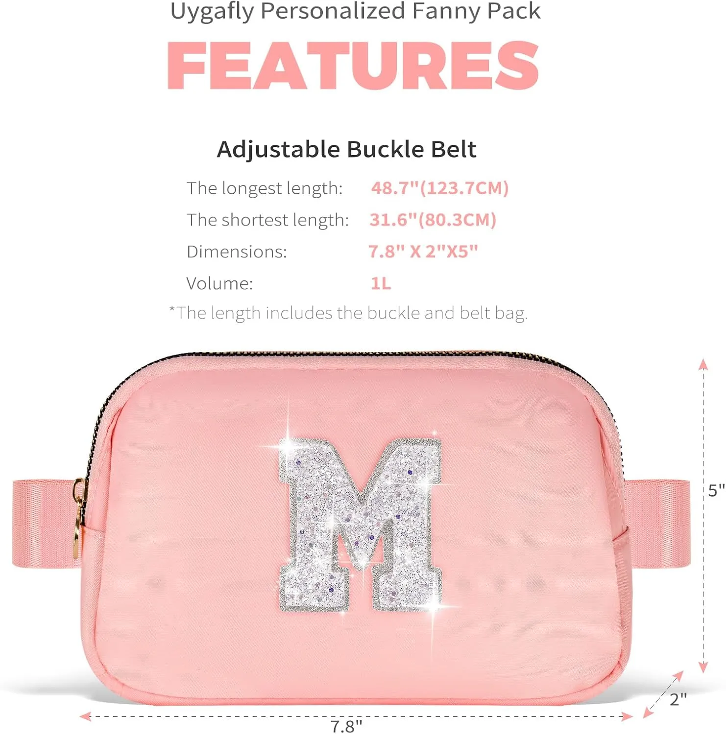 Gifts for Mom - Birthday Gift Idea, Belt Bag Crossbody Fanny Pack - White M, Peach