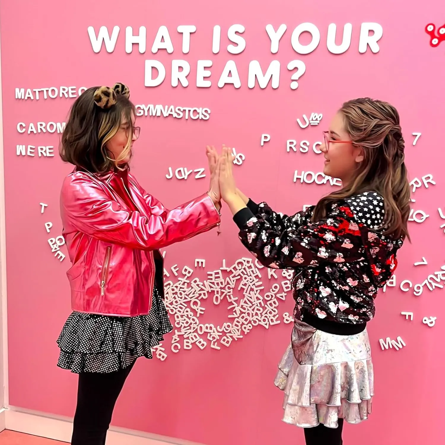 Girls Metallic Jacket, Silver/Pink Faux Leather Biker Jacket with Rainbow Heart Patch, Side Pockets