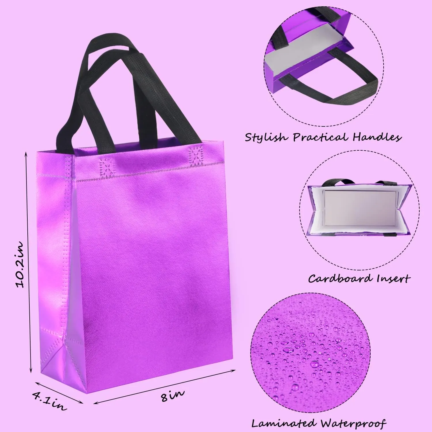 GITMIWS Sparkle Gift Bags with Tissues – Set of 9 Mix Color Reusable Gift Bags Medium size - Ideal as Goodie Bag, Birthday, Wedding Gift Bag, Party Favor Bags