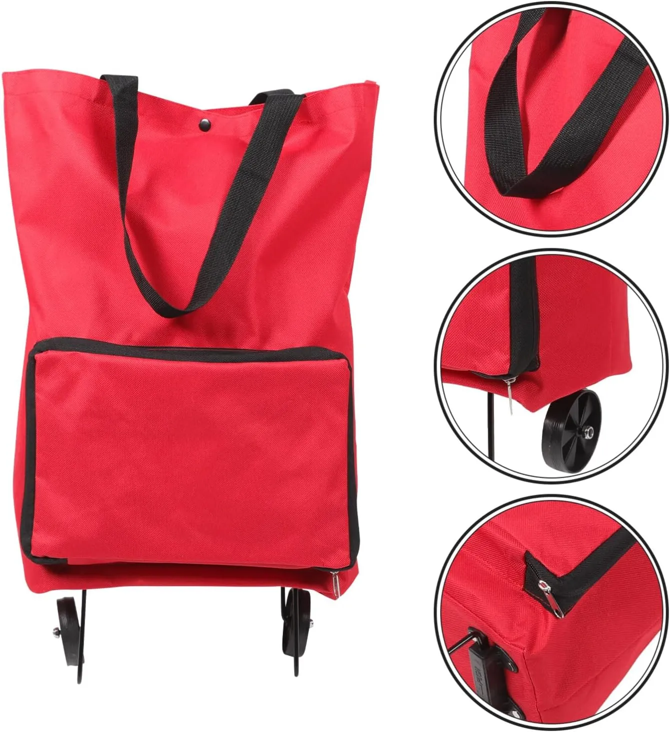 GLEAVI Grocery Shopping Bag Portable Rolling Crate Folding Trolley Bag Folding Shopping Bag Shopping Bag on Wheels Reusable Grocery Bag Lightweight Storage Bag Elderly Tote Bag Pulley PVC