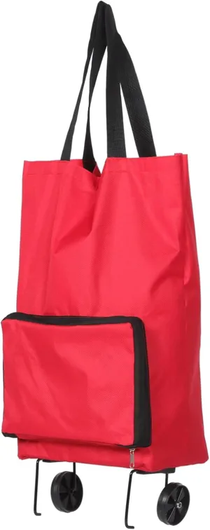 GLEAVI Grocery Shopping Bag Portable Rolling Crate Folding Trolley Bag Folding Shopping Bag Shopping Bag on Wheels Reusable Grocery Bag Lightweight Storage Bag Elderly Tote Bag Pulley PVC