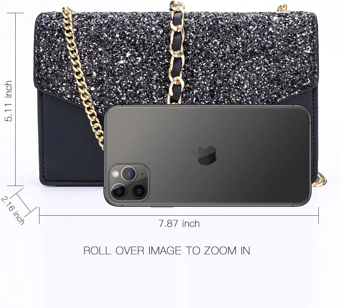 GM LIKKIE Crossbody Clutch Purse for Women, Glitter Evening Bag, Sequin Tassel Wedding Handbag for Party