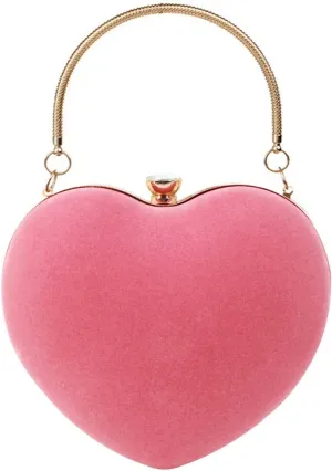 Goclothod Heart Shape Evening Bag Party Clutch Handbag Chain Shoulder Bag