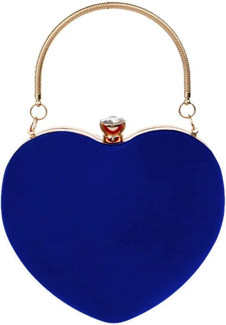 Goclothod Heart Shape Evening Bag Party Clutch Handbag Chain Shoulder Bag
