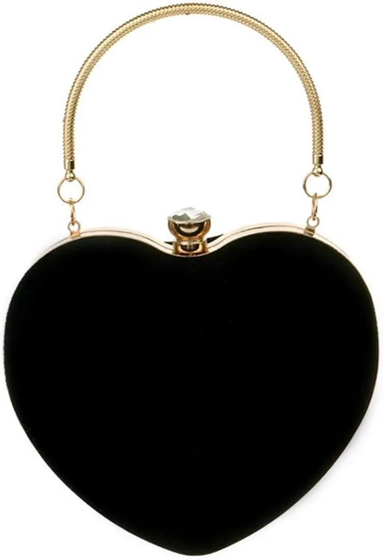 Goclothod Heart Shape Evening Bag Party Clutch Handbag Chain Shoulder Bag