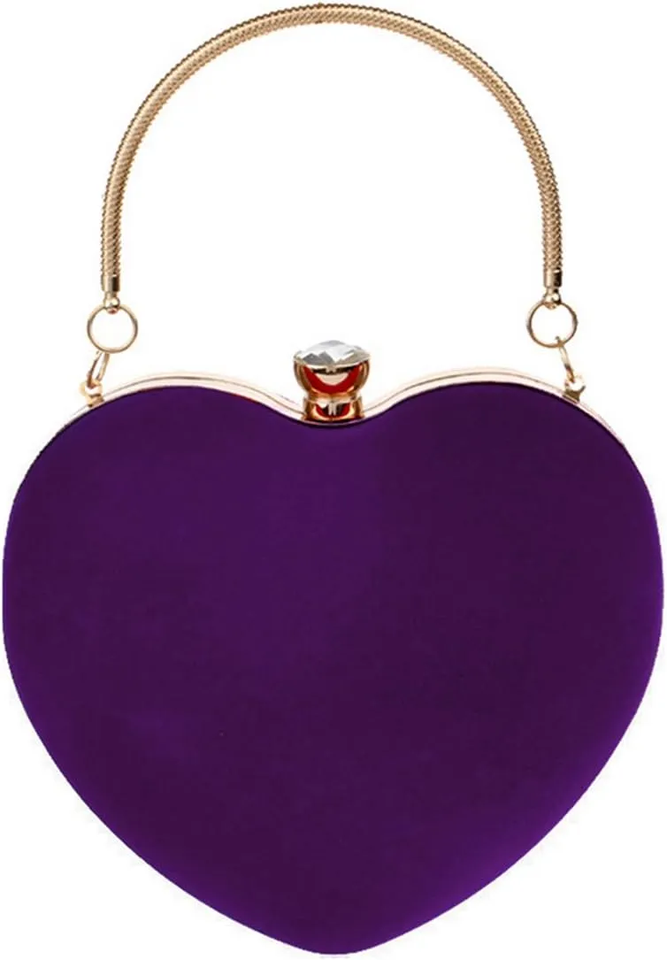 Goclothod Heart Shape Evening Bag Party Clutch Handbag Chain Shoulder Bag
