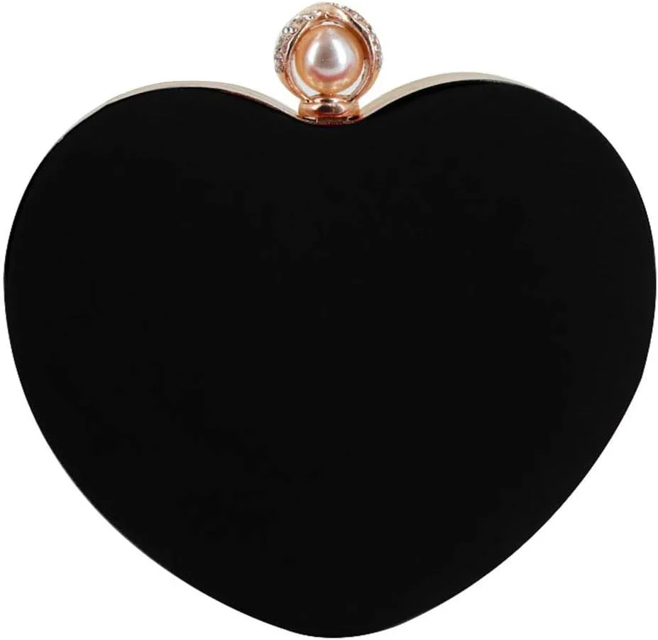 Goclothod Women Heart Shape Clutch Purse Velvet Shoulder Bag Evening Handbags