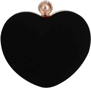 Goclothod Women Heart Shape Clutch Purse Velvet Shoulder Bag Evening Handbags