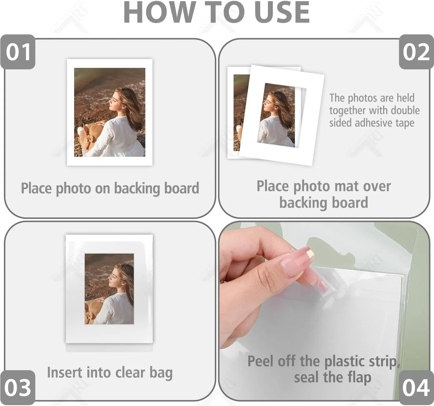 Golden State Art, Acid-Free, Pack of 25, 8x10 White Picture Mats Mattes with White Core Bevel Cut for 5x7 Photo   Backing   Bags