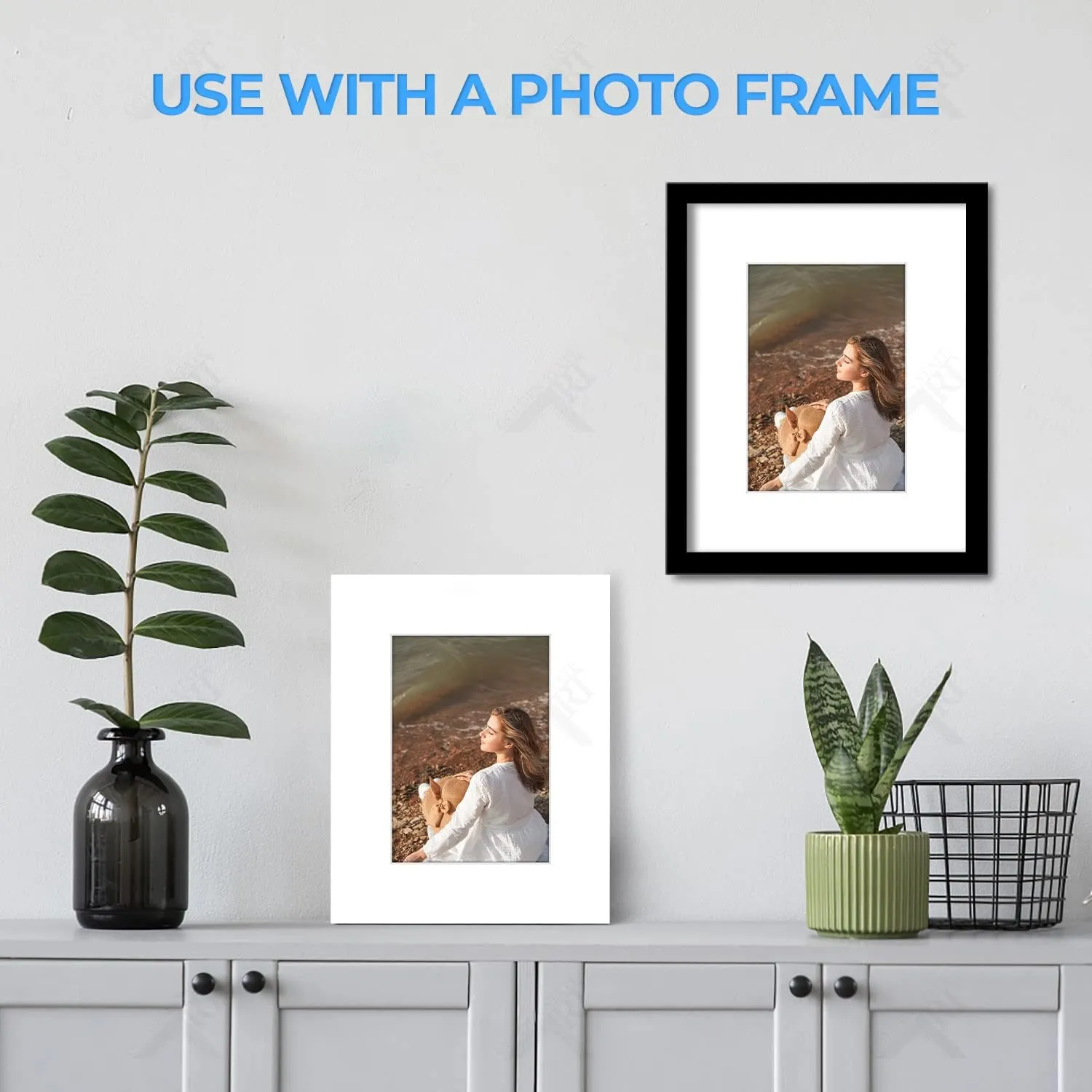Golden State Art, Acid-Free, Pack of 25, 8x10 White Picture Mats Mattes with White Core Bevel Cut for 5x7 Photo   Backing   Bags
