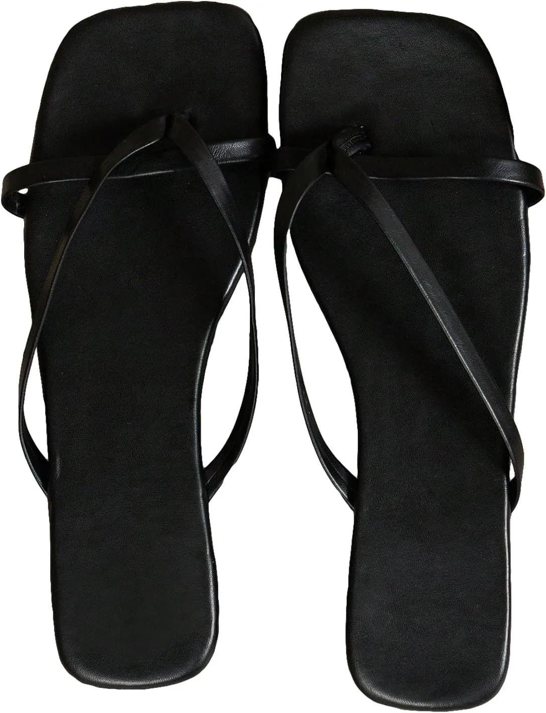 GORGLITTER Women's Strappy Square Toe Sandals Dressy Summer Cute Thong Sandals Flip Flops