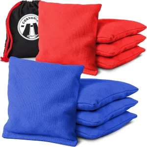 GoSports Official Regulation Cornhole Bean Bags Set of 8 – for Competitive Cornhole Games - All Weather - American Stars and Stripes or Red and Blue