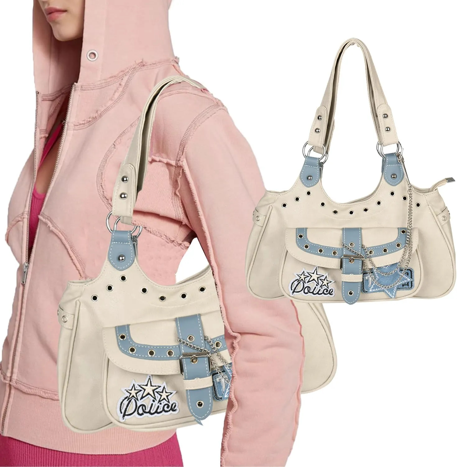 Grunge Hobo Bag Fairy Grunge Shoulder Bag Y2K Vintage Crossbody Bag for Women
