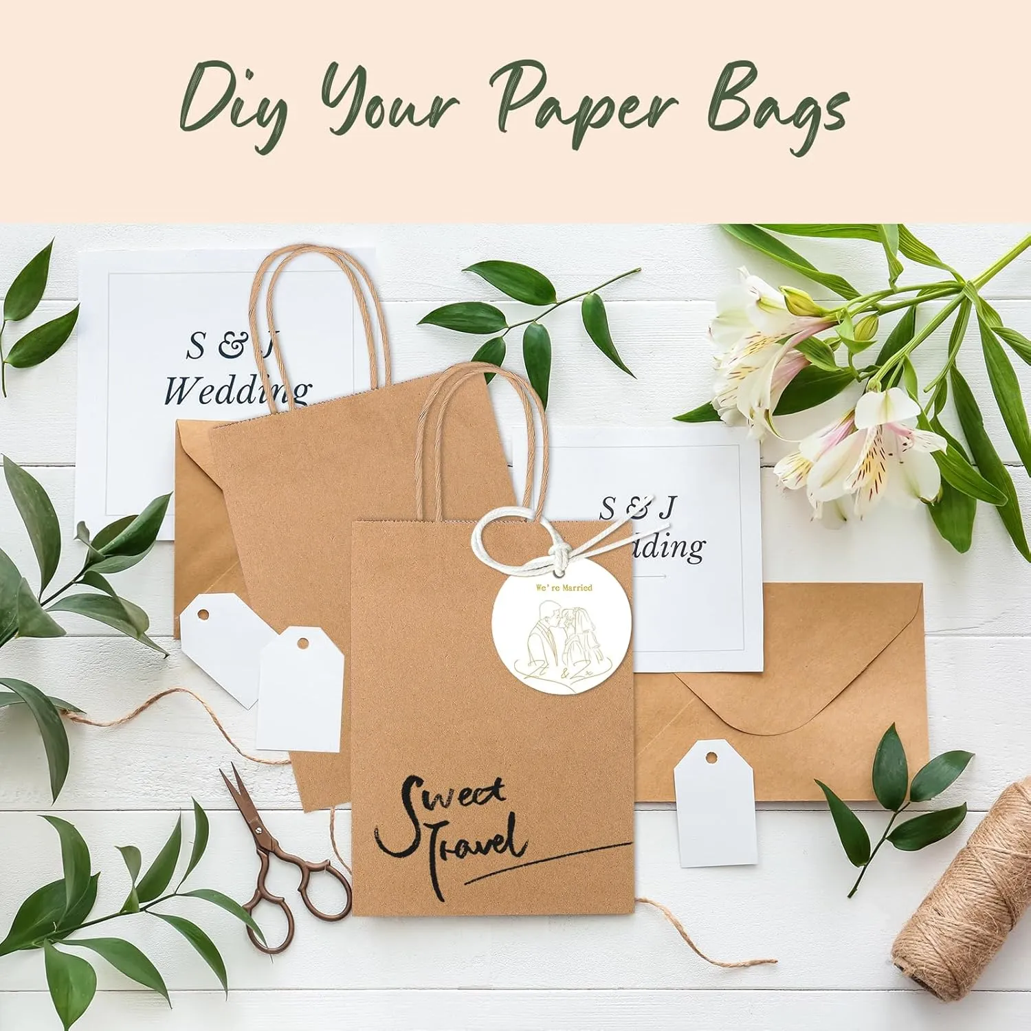 GSSUSA 100 Pack Paper Gift Bags 5.25x3.75x8'' Small Paper Bag with Handles Bulk, Brown Kraft Bag for Small Business, Sturdy Grocery Retail Shopping Birthday Party Favor Craft Bags