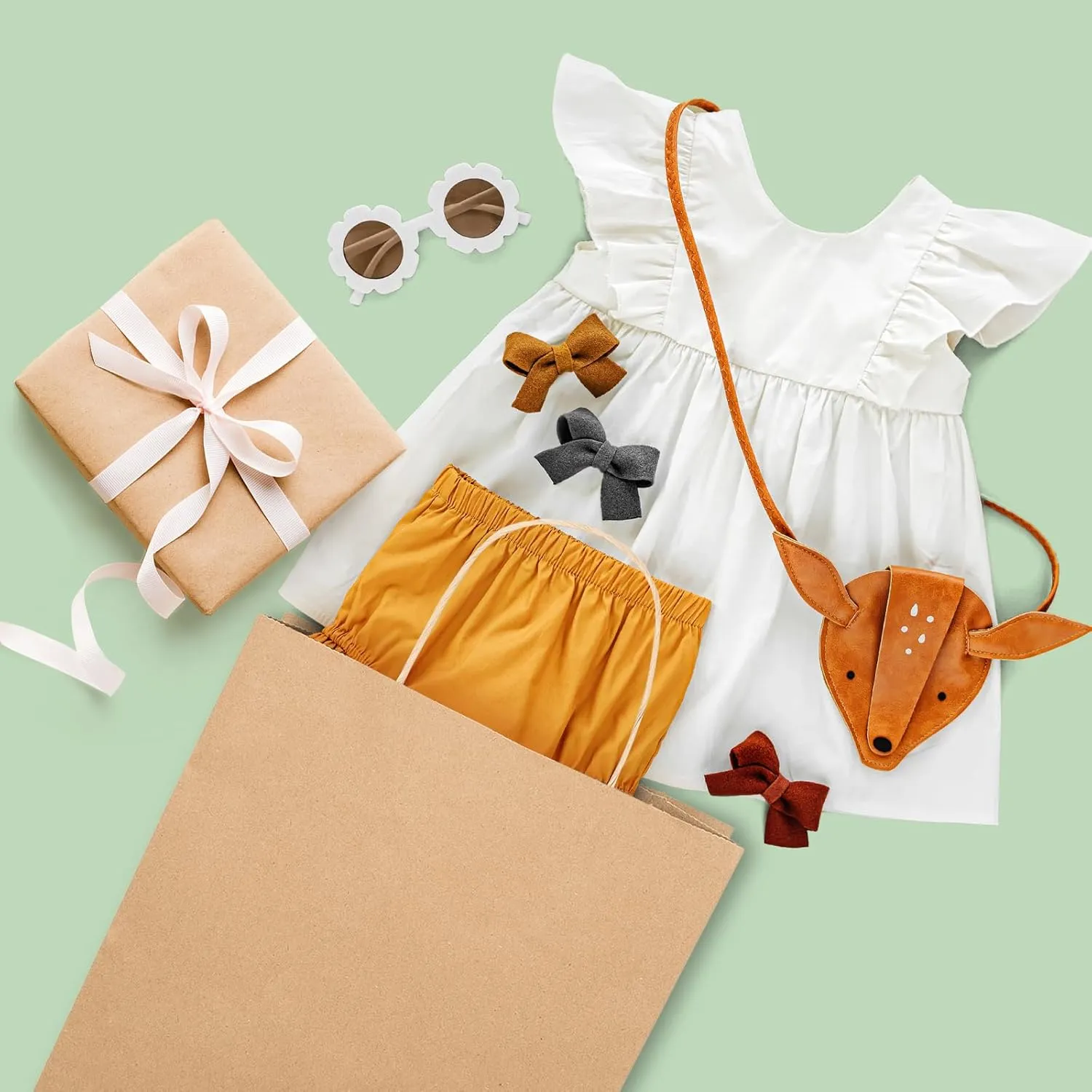 GSSUSA 10x5x13 100Pcs Brown Paper Bags with Handles, Bulk Shopping Grocery Paper Bags, Party Favor, Retail, Small Business, Packaging, Merchandise, Boutique, Wedding