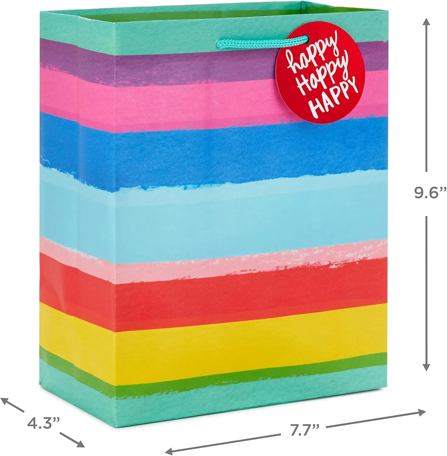 Hallmark Assorted Birthday Gift Bags (8 Bags: 4 Medium 9", 4 Large 13") Birthday Cake, Stripes, Balloons, Solids in Red, Yellow, Blue