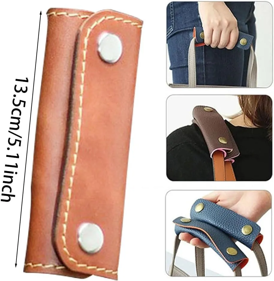 Handbag Handle Leather Wrap Covers, 2Pcs Purse Wallet Handle Grip, Sdjdhej Luggage Bag Handle Protectors, Strap Craft Making Supplies for Handbag Shopping Bag Travel Bag (Brown)