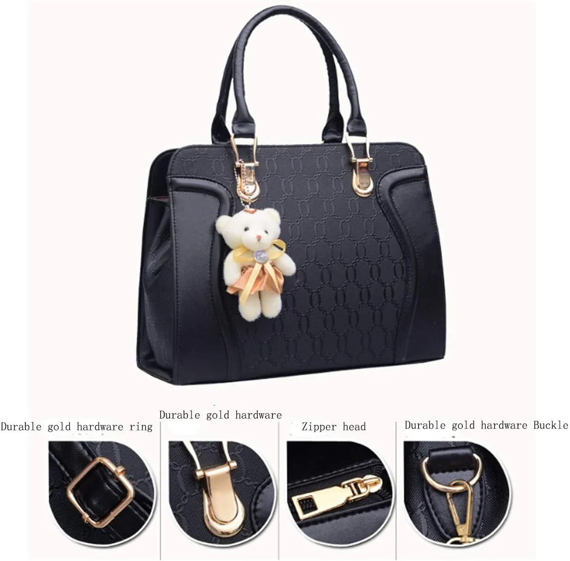 Handbags for Women Shoulder Bags Tote Satchel Hobo 4pcs Purse Set Rose red
