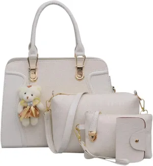 Handbags for Women Shoulder Bags Tote Satchel Hobo 4pcs Purse Set Rose red