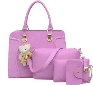 Handbags for Women Shoulder Bags Tote Satchel Hobo 4pcs Purse Set Rose red