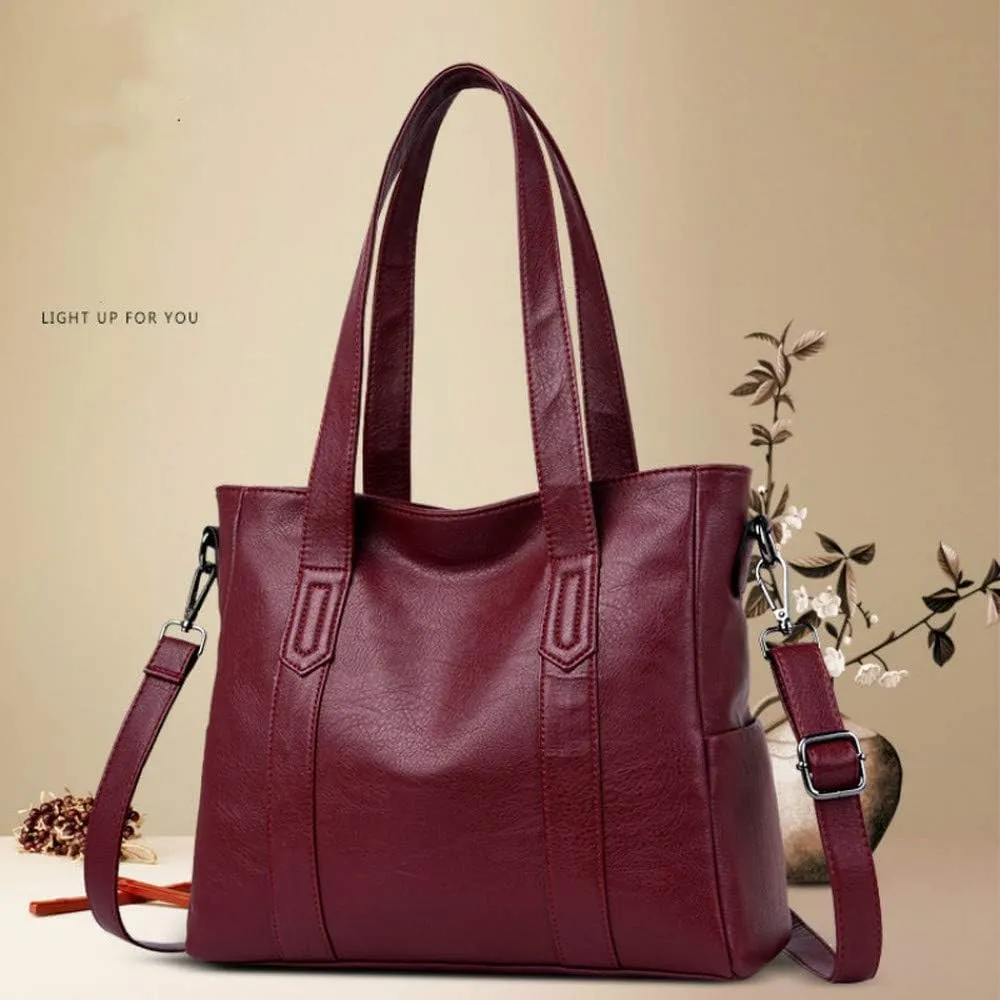 Handbags for Women Shoulder Tote Zipper Purse PU Leather Top-handle Satchel Bags Ladies Medium (wine red)