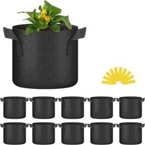 HealSmart Plant Grow Bags 3 Gallon, Tomoato Planter Pots 10-Pack with Handles, Aeration Nonwoven Fabric, Heavy Duty Gardening Planter for Vegetable, Herbs and Flowers, Black 2024 Version