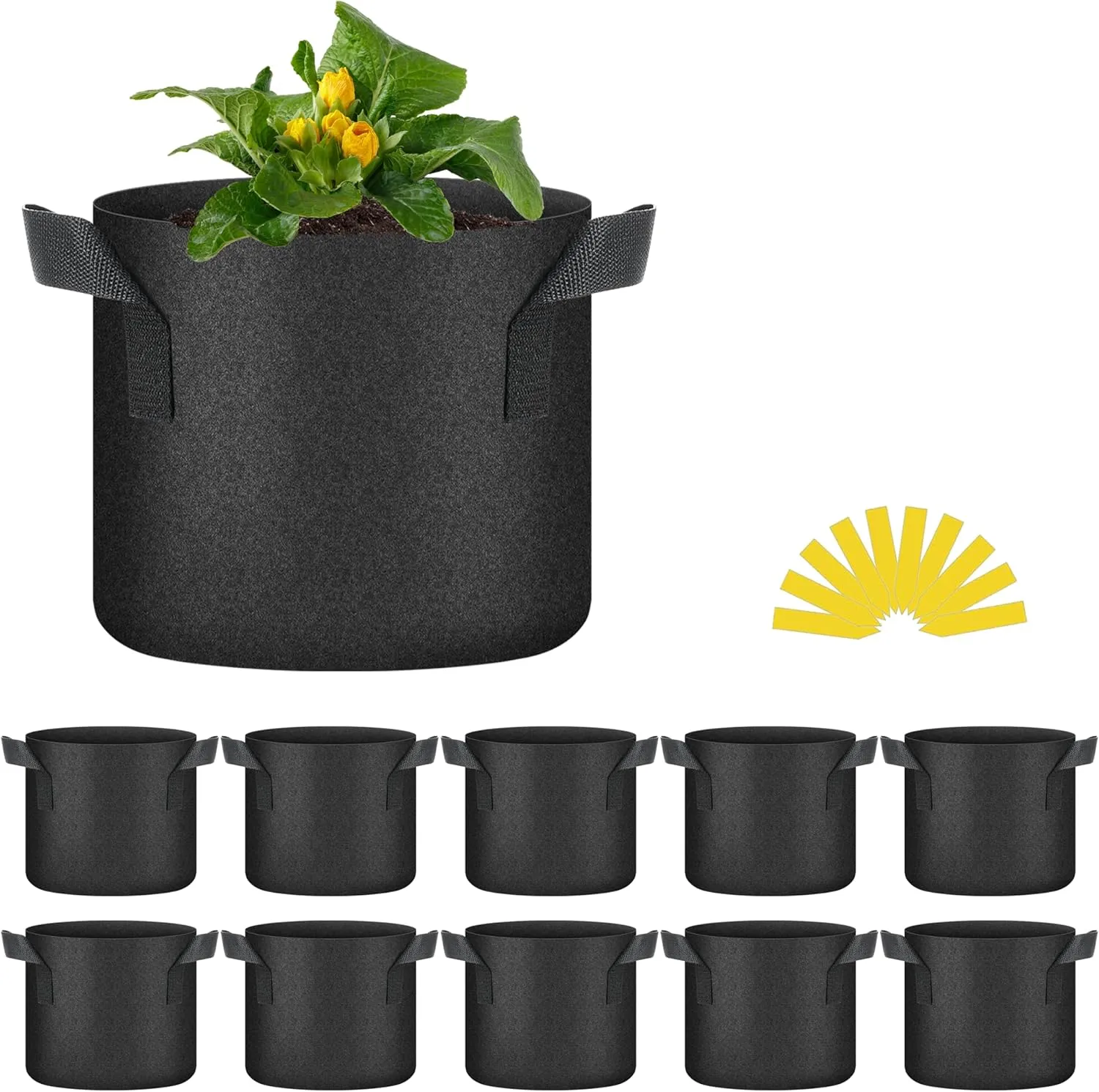 HealSmart Plant Grow Bags 3 Gallon, Tomoato Planter Pots 10-Pack with Handles, Aeration Nonwoven Fabric, Heavy Duty Gardening Planter for Vegetable, Herbs and Flowers, Black 2024 Version