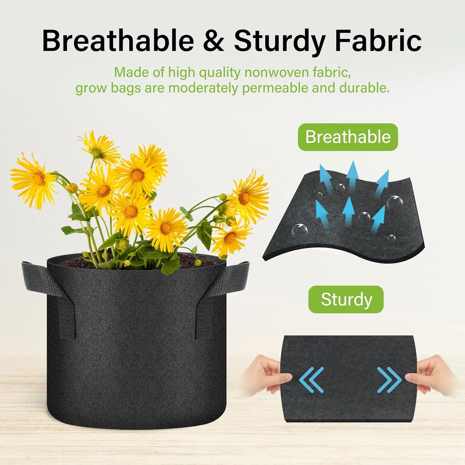 HealSmart Plant Grow Bags 3 Gallon, Tomoato Planter Pots 10-Pack with Handles, Aeration Nonwoven Fabric, Heavy Duty Gardening Planter for Vegetable, Herbs and Flowers, Black 2024 Version