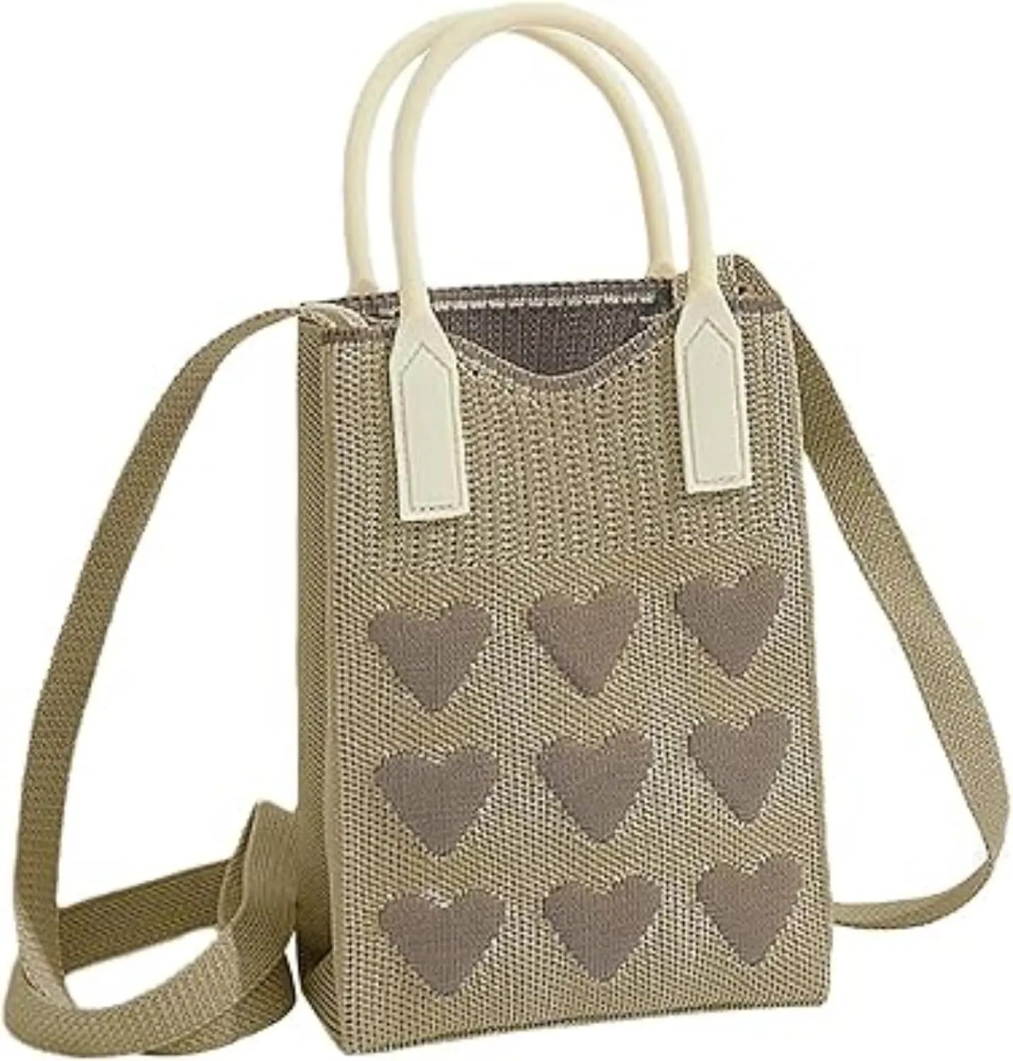 Heart Crochet Phone Bag Tote Bag Cute Purse for Women Valentines Aesthetic Handbags for Women