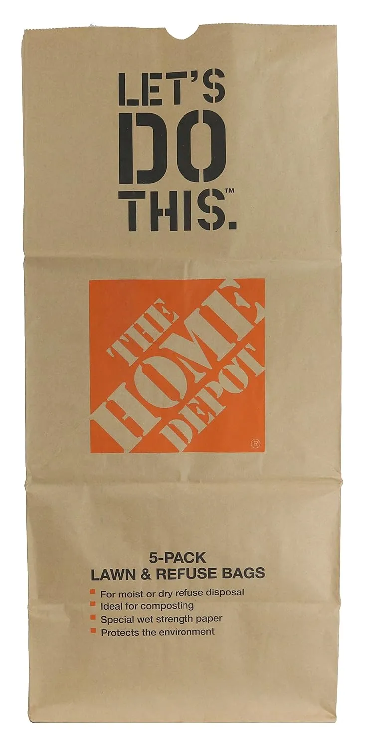 Heavy Duty Brown Paper 30 Gallon Lawn and Refuse Bags for Home and Garden (15 Lawn Bags)
