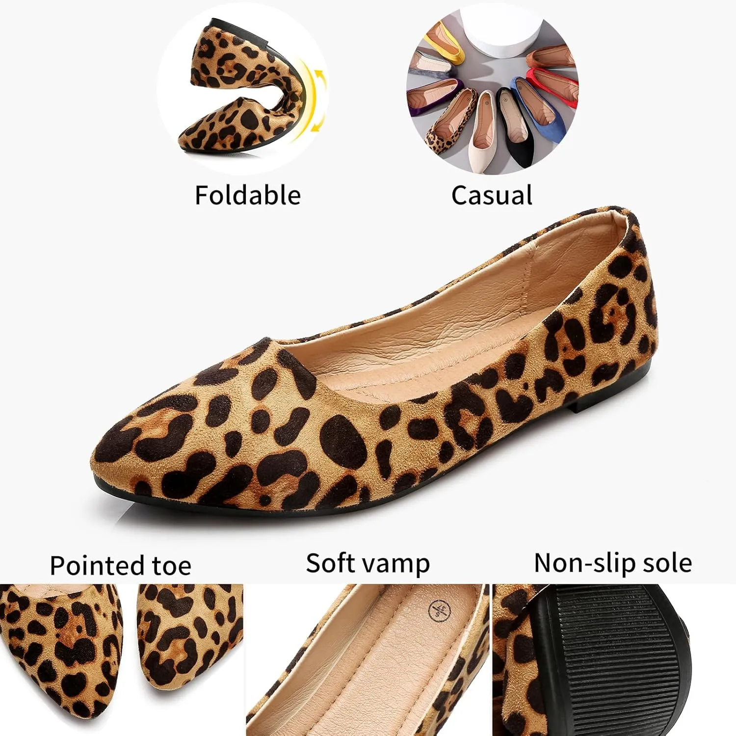 HEAWISH Women’s Black Flats Shoes Comfortable Suede Pointed Toe Slip On Casual Ballet Flats Dress Shoes Nude Flats