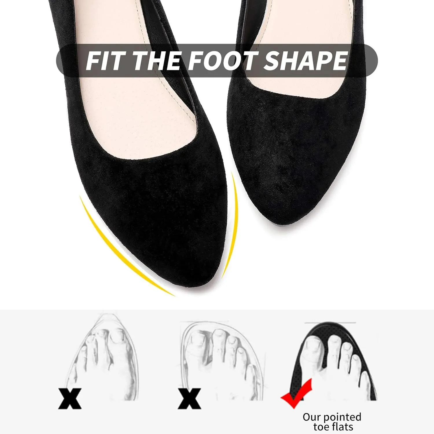 HEAWISH Women’s Black Flats Shoes Comfortable Suede Pointed Toe Slip On Casual Ballet Flats Dress Shoes Nude Flats