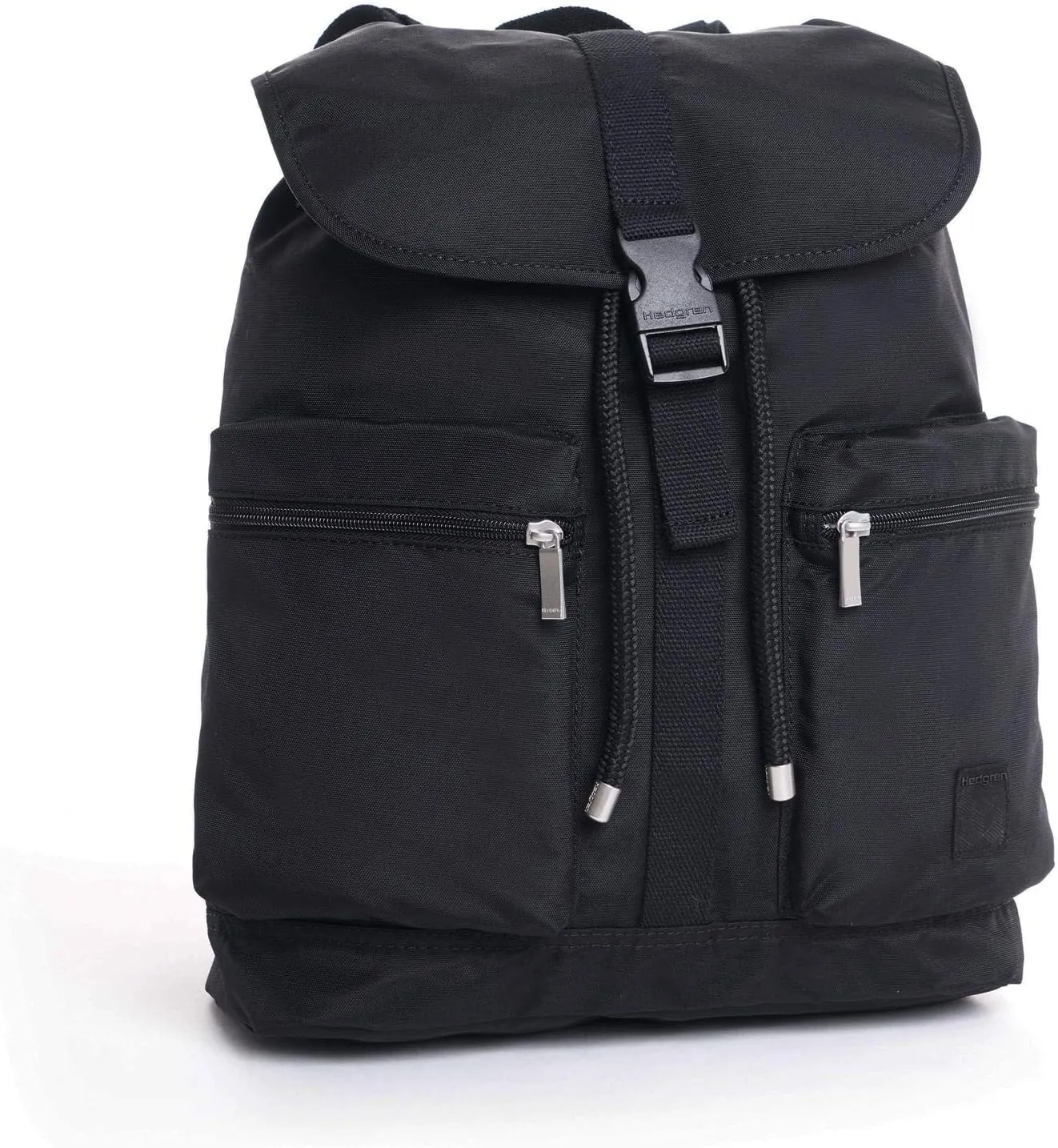 Hedgren Daybreak Sunrise Bucket Style Backpack, Flap Drawstring Close, Black