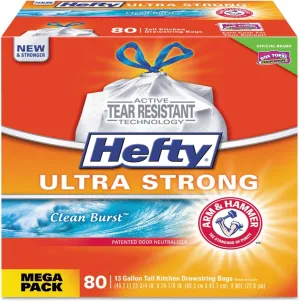Hefty E84558CT Ultra Strong Scented Tall White Kitchen Bags, White, 240/Carton