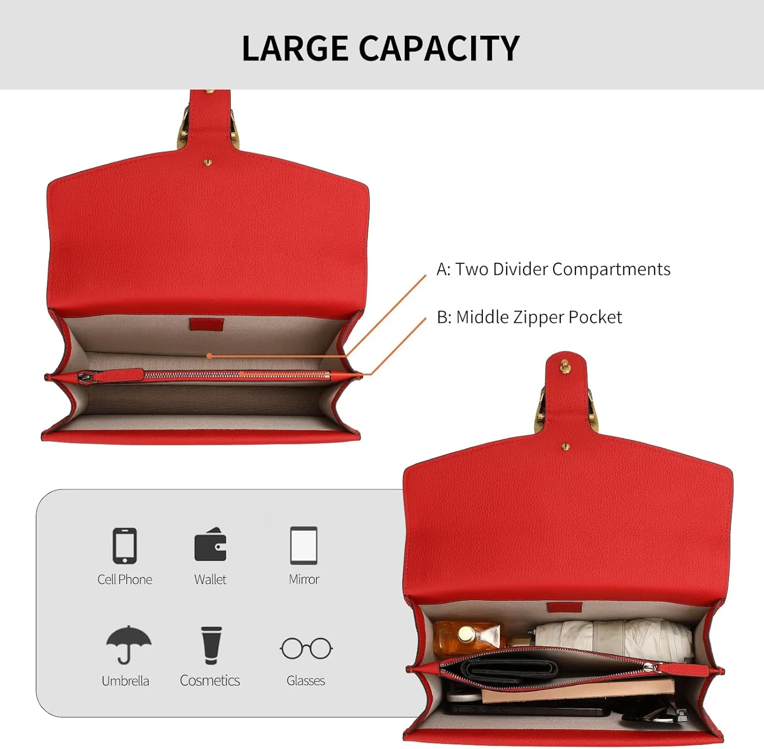 High-End Genuine Leather Shoulder Bag for Women, Stylish Handbag for Ladies, Refined Tote Purse, Crossbody Bag