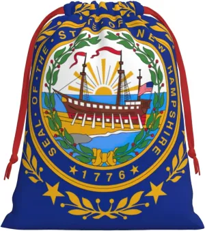 HJKTVDRQ New Hampshire State Flag Print Versatile Fabric Gift Bags Assorted Sizes For Festive Occasions, Birthdays, And Everyday Use