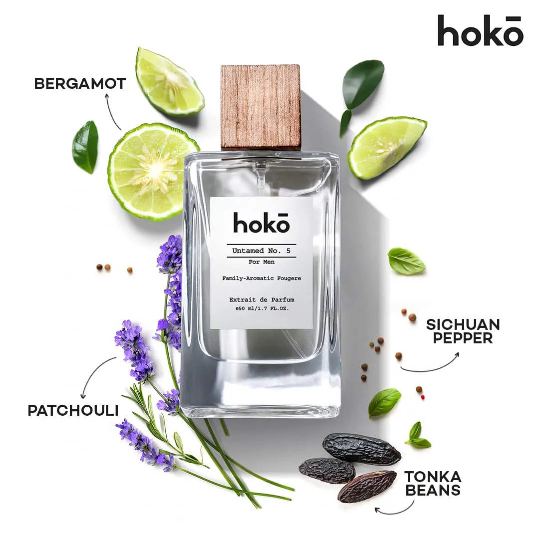 HOKO Untamed No. 5 – Premium Impression of Sauvage | Extrait de Parfum, 1.7 Oz | Bold Bergamot, Spicy Pepper & Musk | Long-Lasting Inspired Mens Cologne | Luxury Perfume