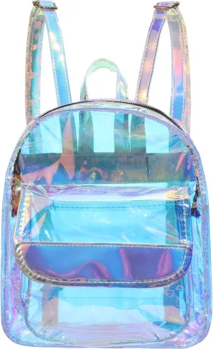 Holographic Backpack Clear Backpack For Women Iridescent Bookbag Transparent Book Bags Fashion Transparent Makeup Bag Handbag Heavy Duty