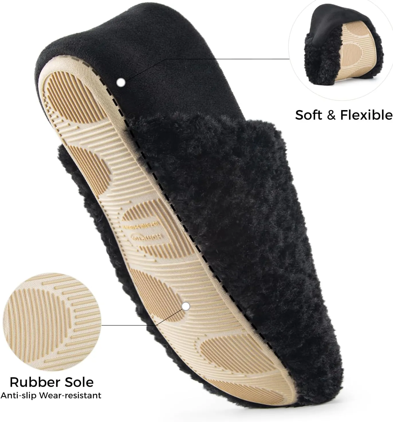 HomeTop Women's Plush Slippers with Collapsible Microsuede Heel Indoor House Shoes