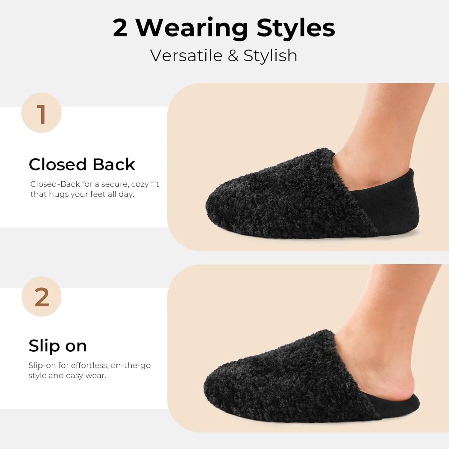 HomeTop Women's Plush Slippers with Collapsible Microsuede Heel Indoor House Shoes