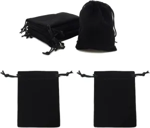 HOSL Velvet Bags with Drawstrings Black Jewelry Pouch Velvet Gift Bags for Earrings Bracelet Necklace Goodies Candy Festival Wedding Party Favor Baby Show Bag (3x4 Inch 200Pcs)