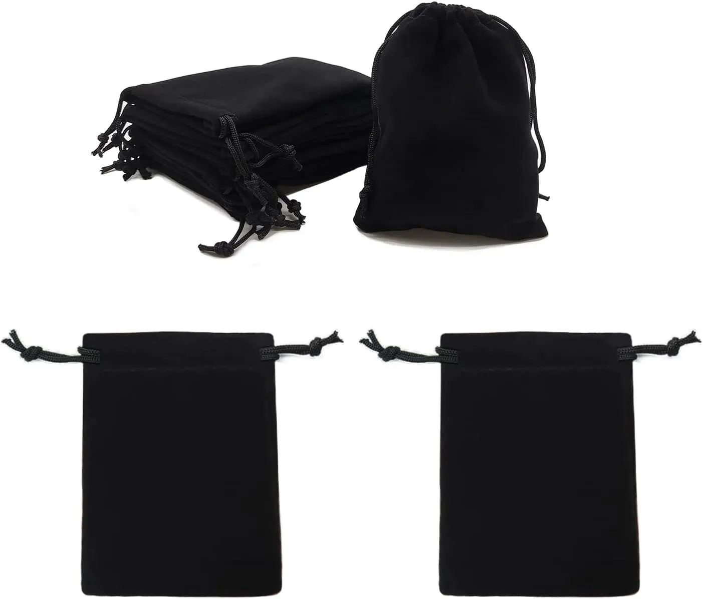 HOSL Velvet Bags with Drawstrings Black Jewelry Pouch Velvet Gift Bags for Earrings Bracelet Necklace Goodies Candy Festival Wedding Party Favor Baby Show Bag (3x4 Inch 200Pcs)