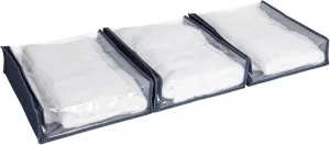Household Essentials Under Bed Zippered Sweater Storage Bags with Clear Vision Panel, Set of 3, Denim