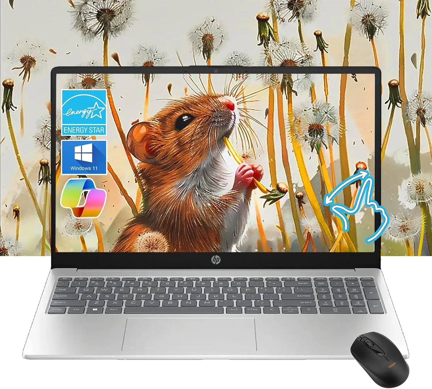 HP Pavilion 15.6" HD Touchscreen Laptop | 32GB RAM | 1TB SSD | Intel Core i3-1215U up to 4.1GHz | 11Hr Battery | Windows 11 | USB-C & HDMI | Sleek Silver | w/Mouse