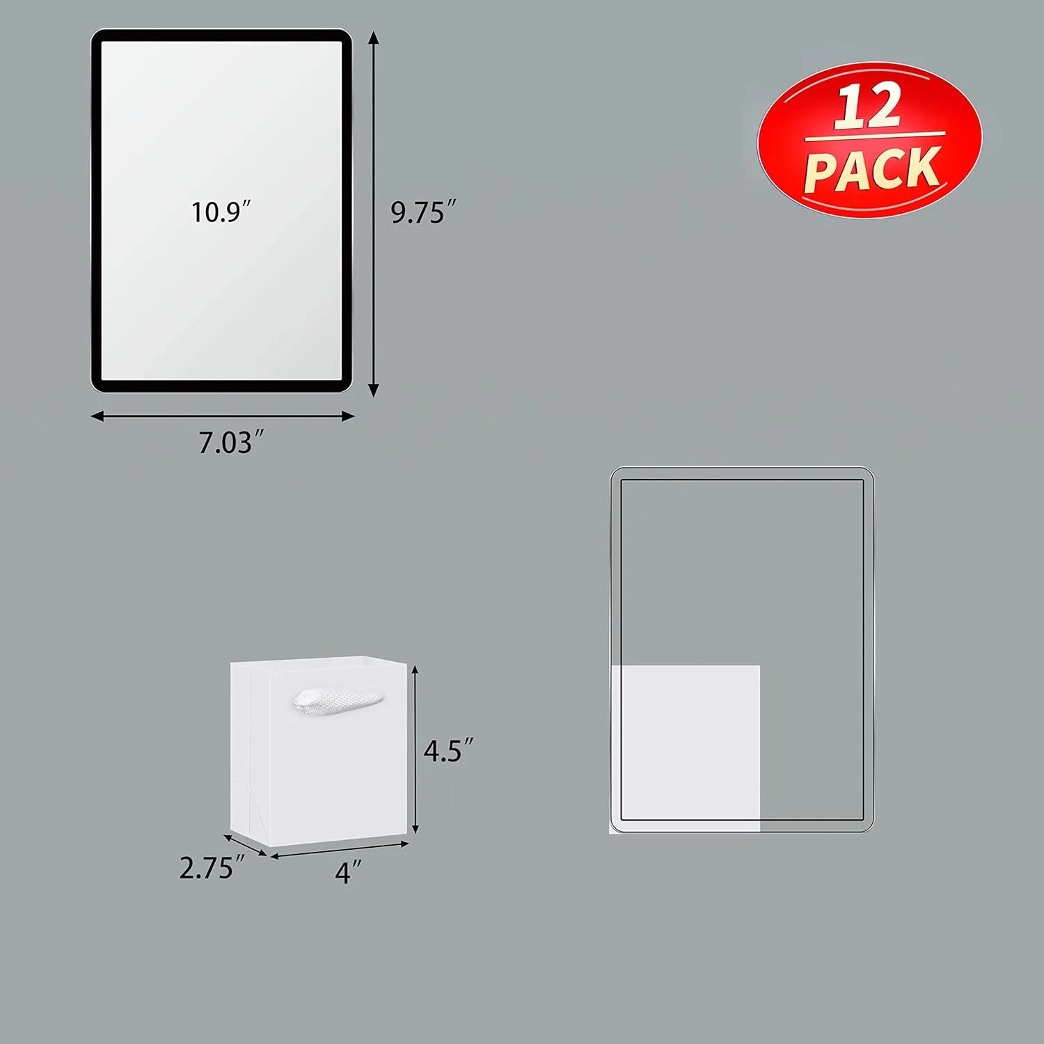 HUAPRINT White Gift Bags,12 Pack Small White Paper Bags with Handles Bulk-4x2.75x4.5 inch,Mini Party Favors Bags for Presents,Birthday,Weddings,Baby Showers